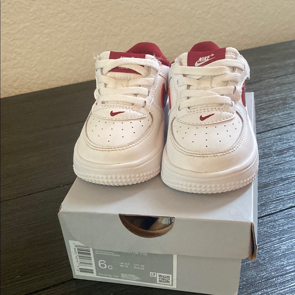 Nike Kids White and Red Sneakers